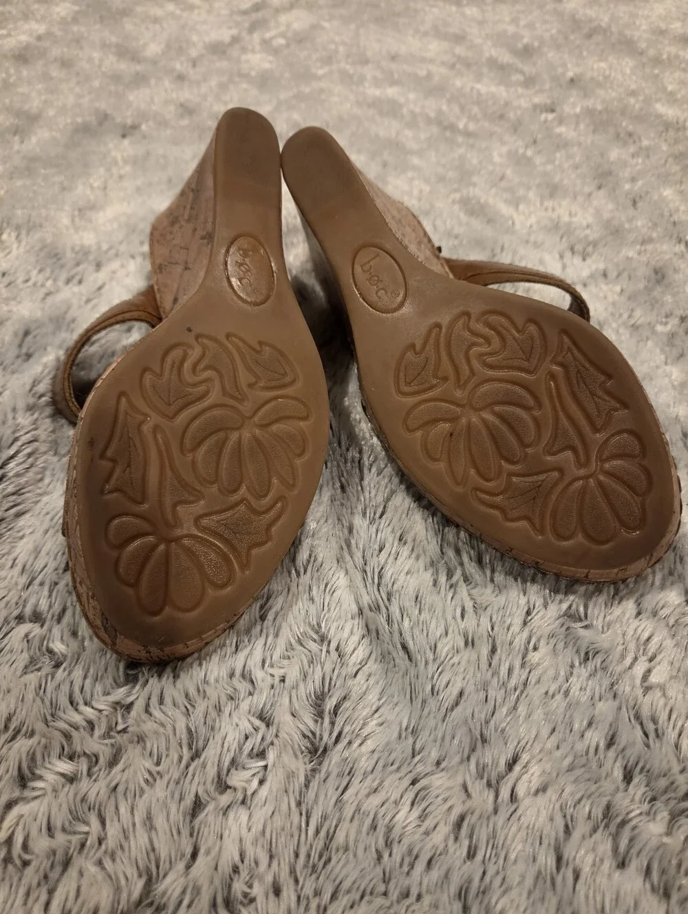 b.o.c. Tan Leather Double-Strap Wedge Sandals